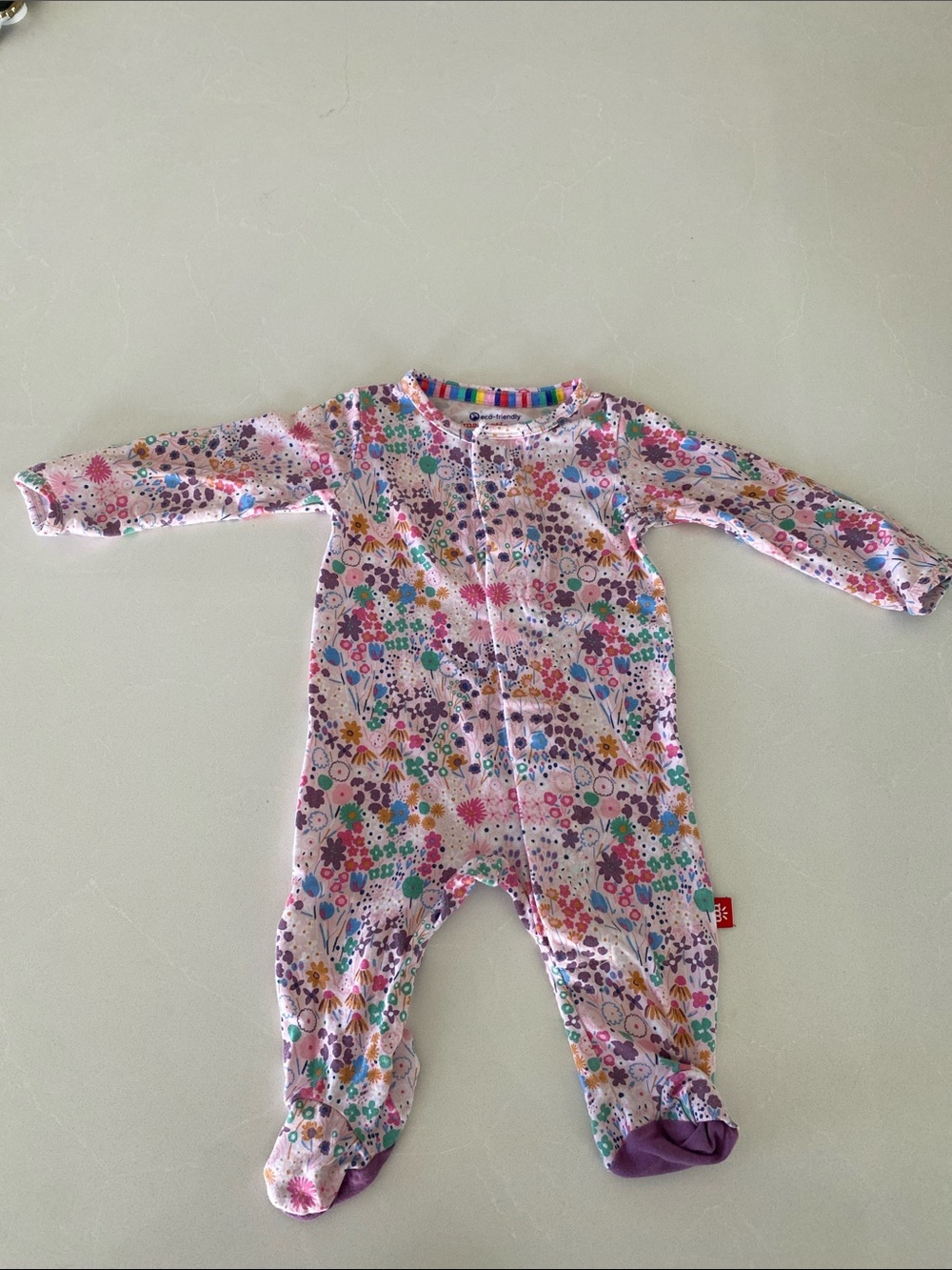 Magnetic Me Pink Floral Footed One-Piece